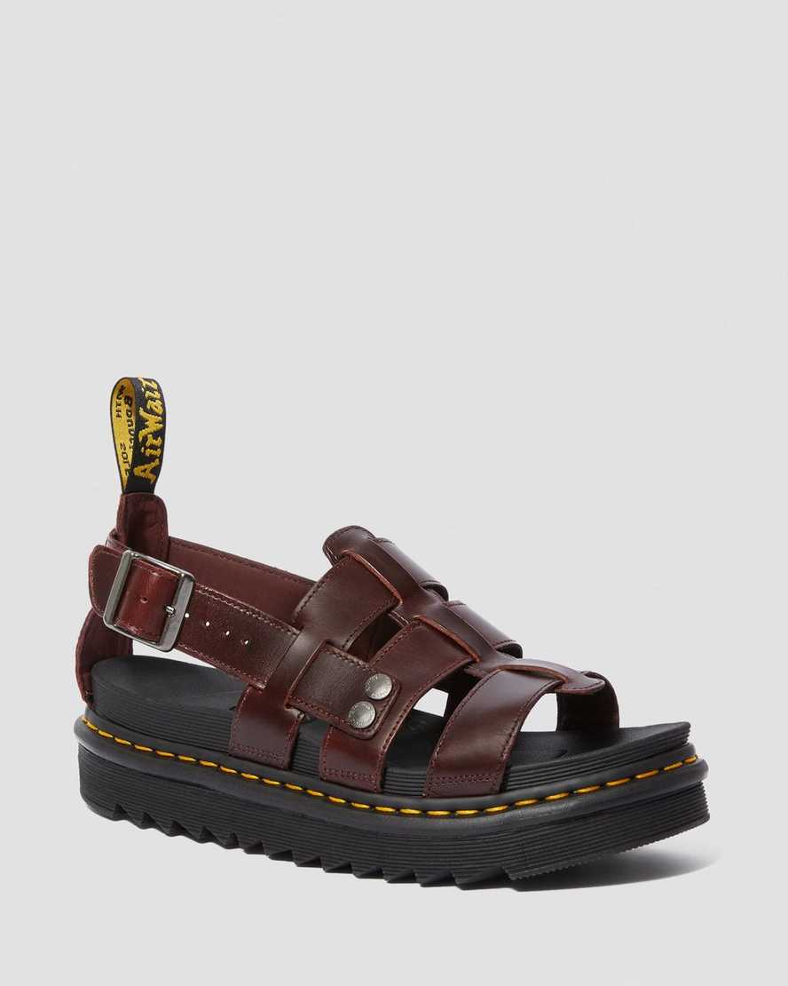 brune dr martens terry dame sandaler med rem