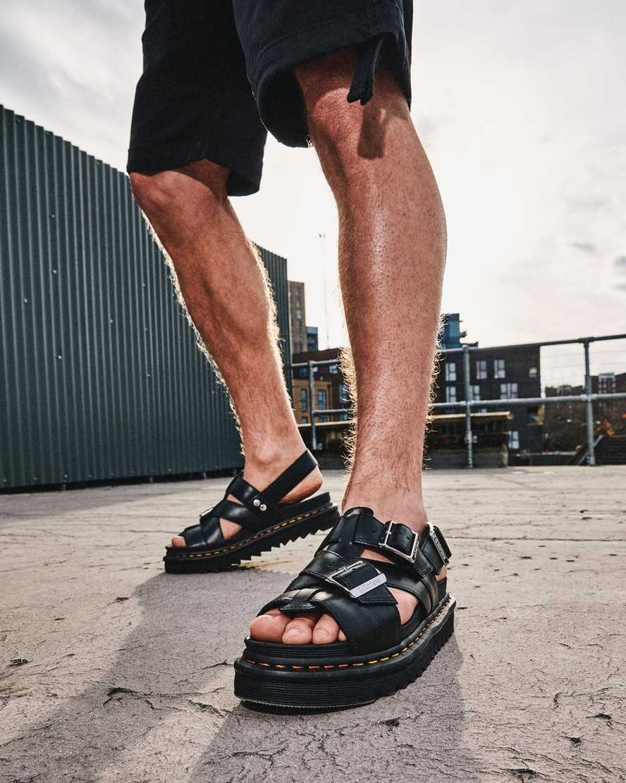 sorte dr martens terry ii dame sandaler med rem