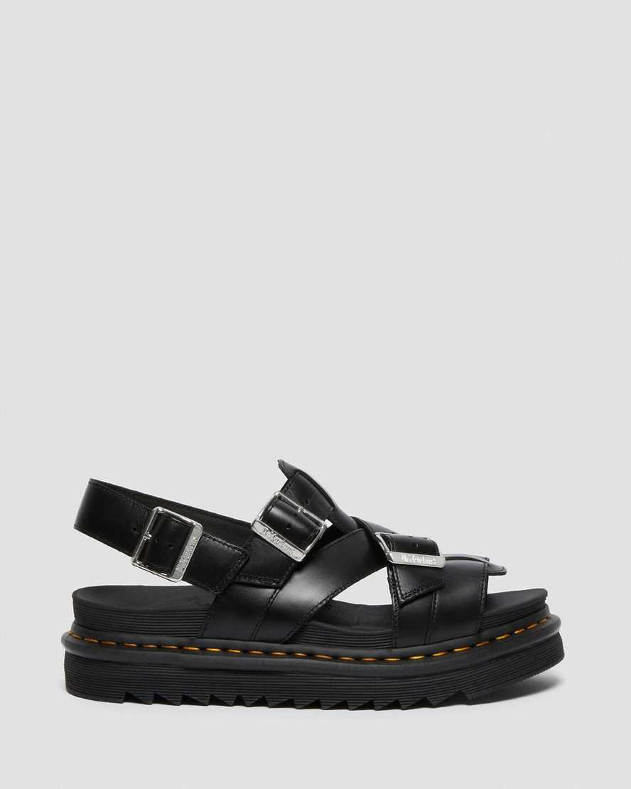 sorte dr martens terry ii dame sandaler med rem