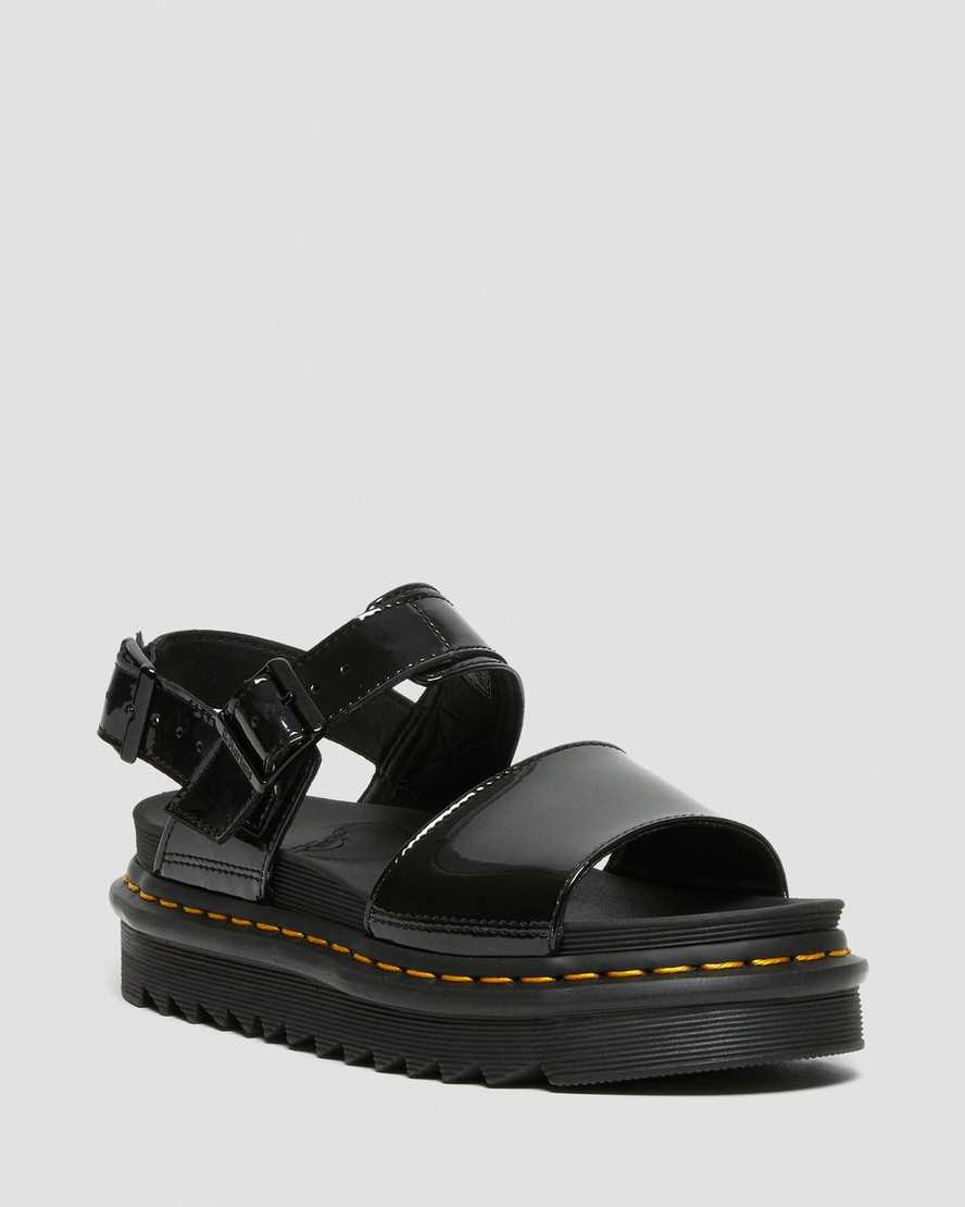 sorte dr martens voss patent dame sandaler med rem