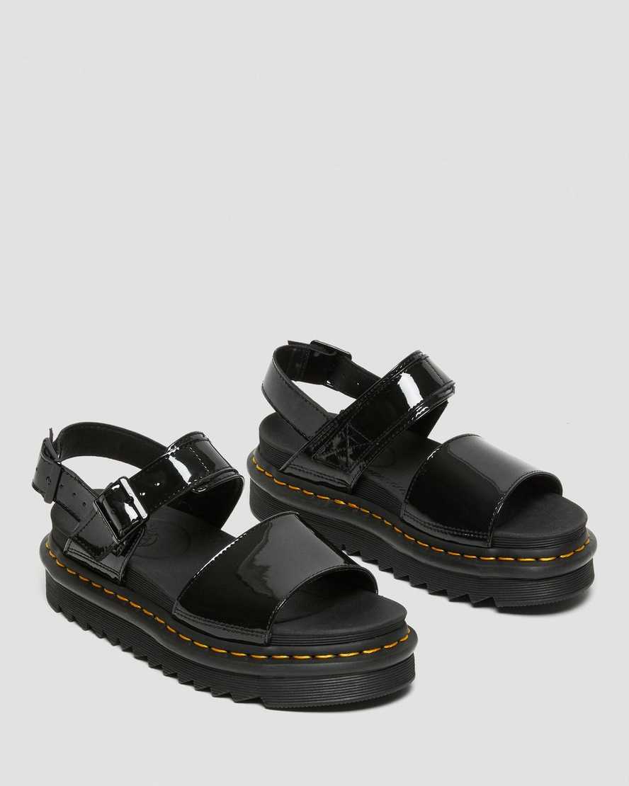 sorte dr martens voss patent dame sandaler med rem