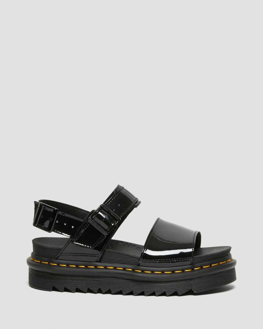 sorte dr martens voss patent dame sandaler med rem