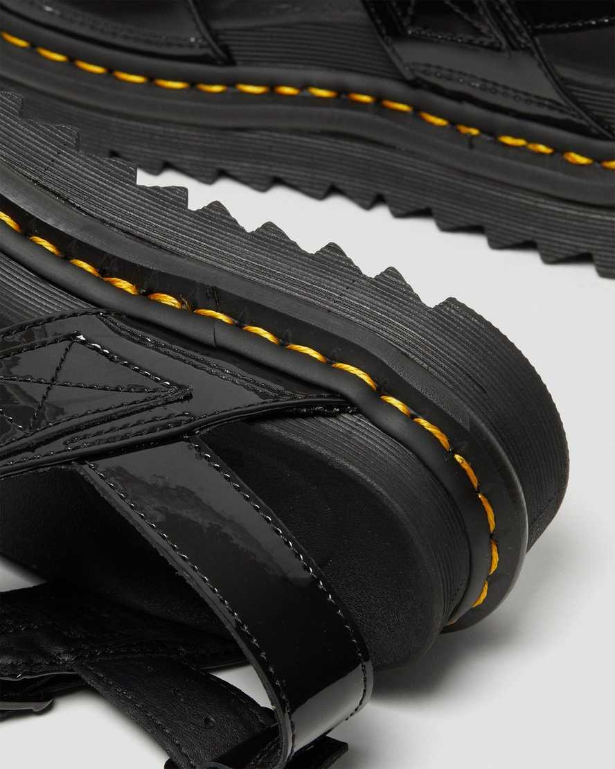 sorte dr martens voss patent dame sandaler med rem