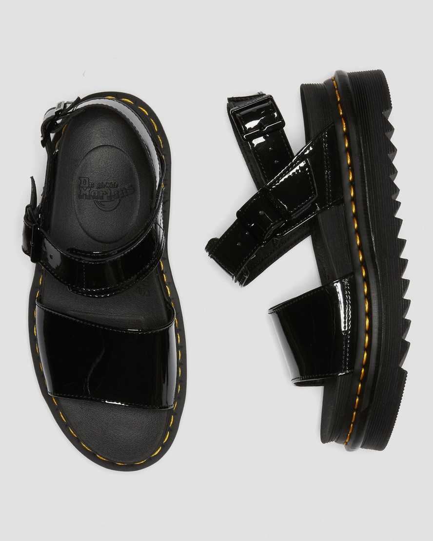 sorte dr martens voss patent dame sandaler med rem