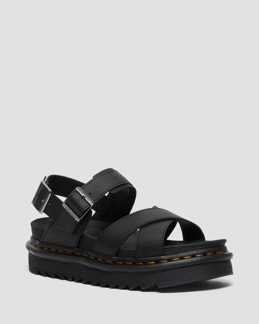 sorte dr martens voss ii dame sandaler med rem