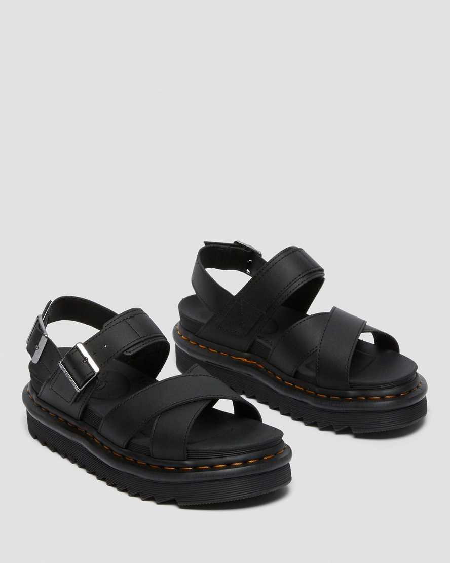 sorte dr martens voss ii dame sandaler med rem