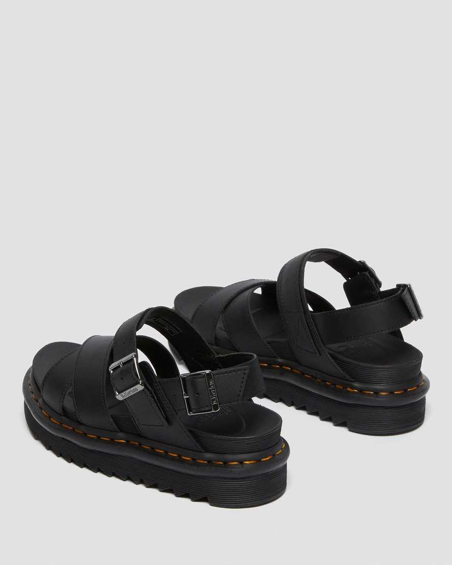 sorte dr martens voss ii dame sandaler med rem