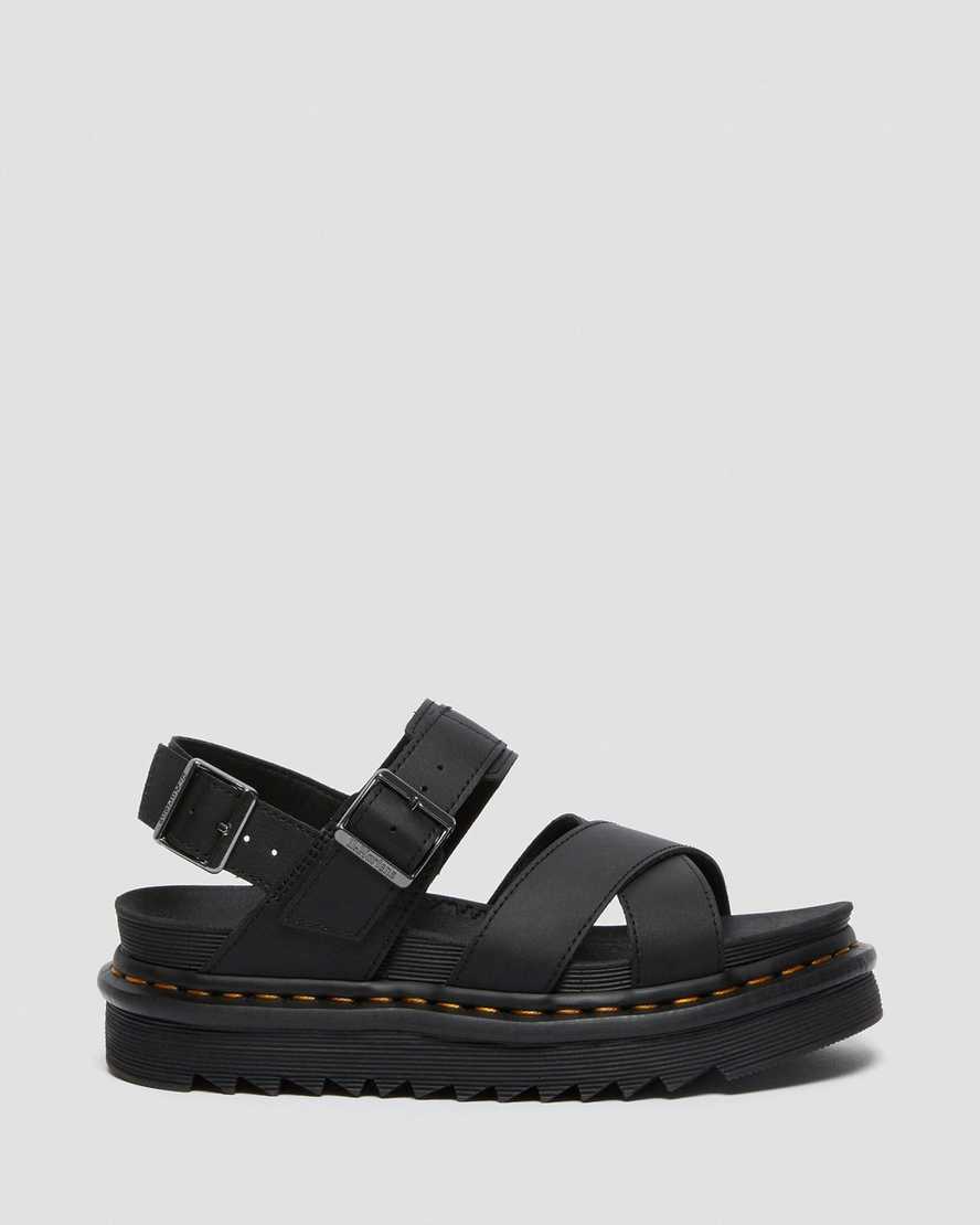sorte dr martens voss ii dame sandaler med rem