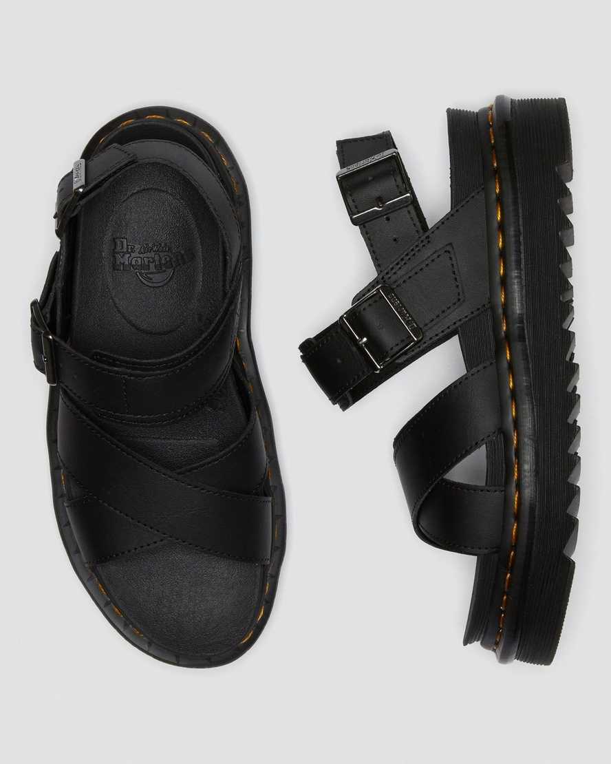 sorte dr martens voss ii dame sandaler med rem