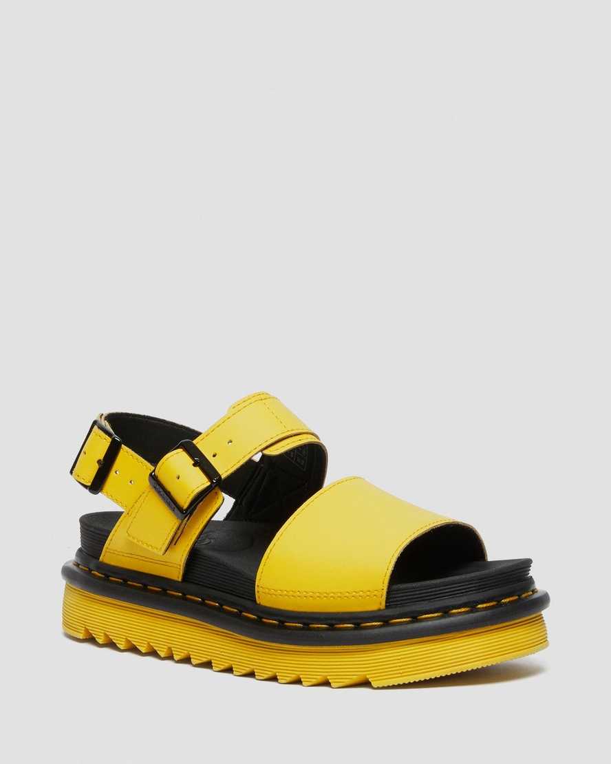 gule dr martens voss dame sandaler med rem