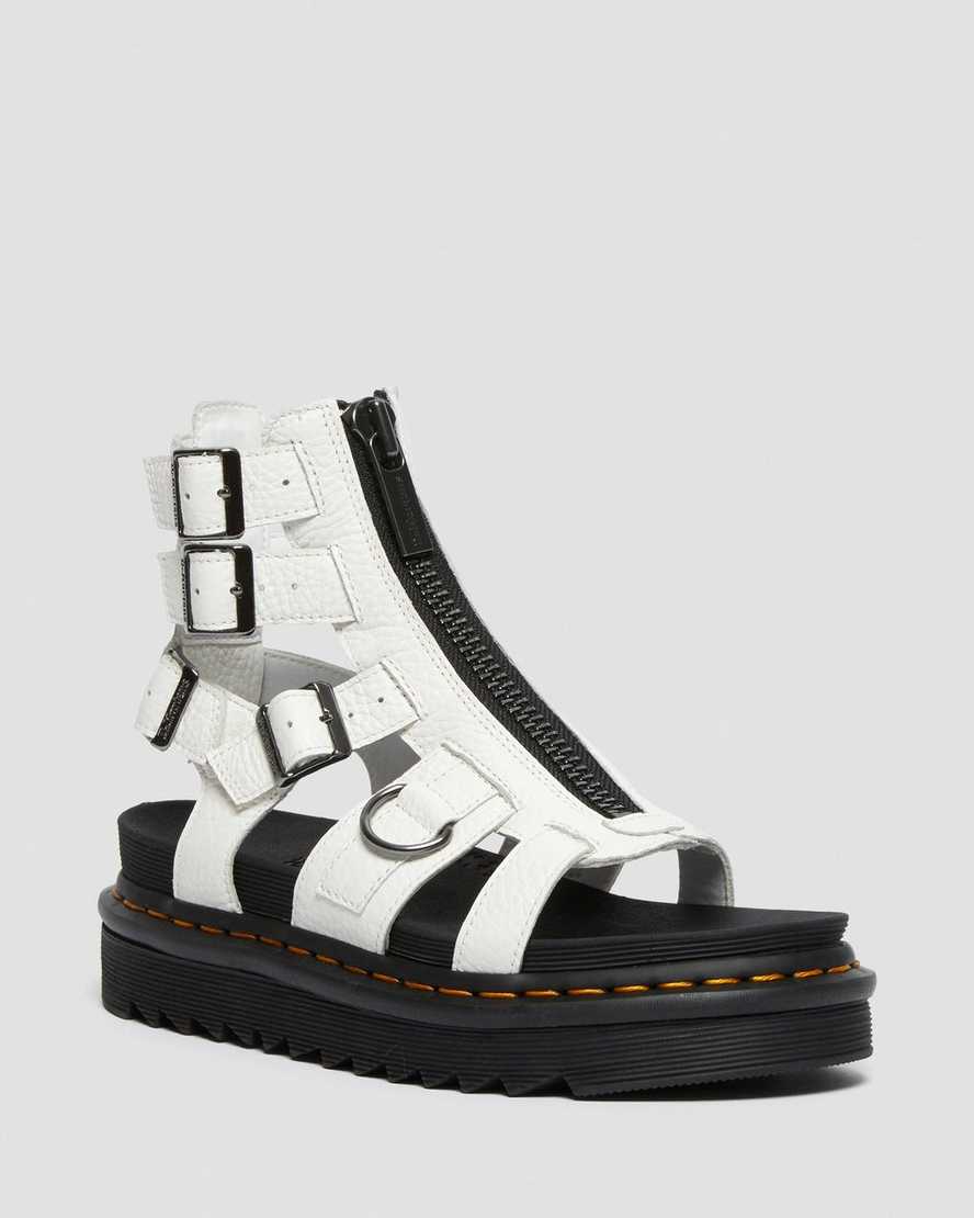 hvide dr martens olson lynlås sandaler med rem til dame