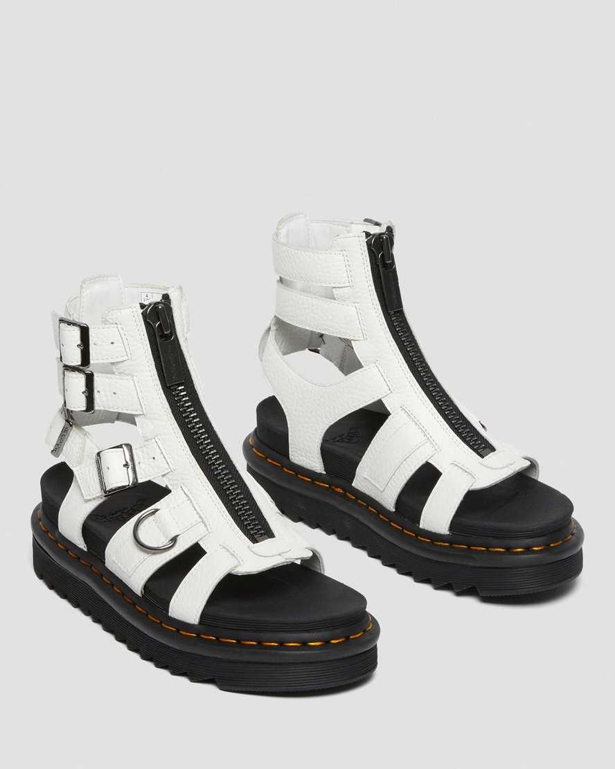 hvide dr martens olson lynlås sandaler med rem til dame