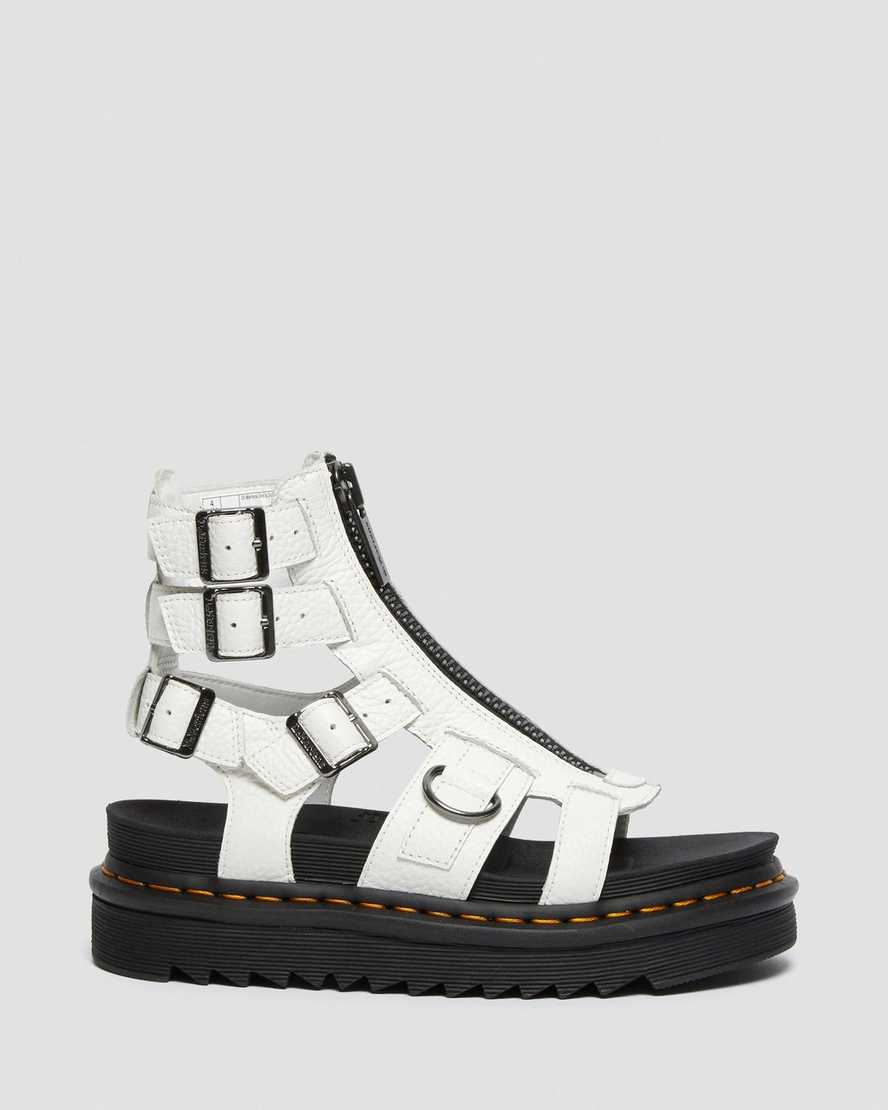 hvide dr martens olson lynlås sandaler med rem til dame