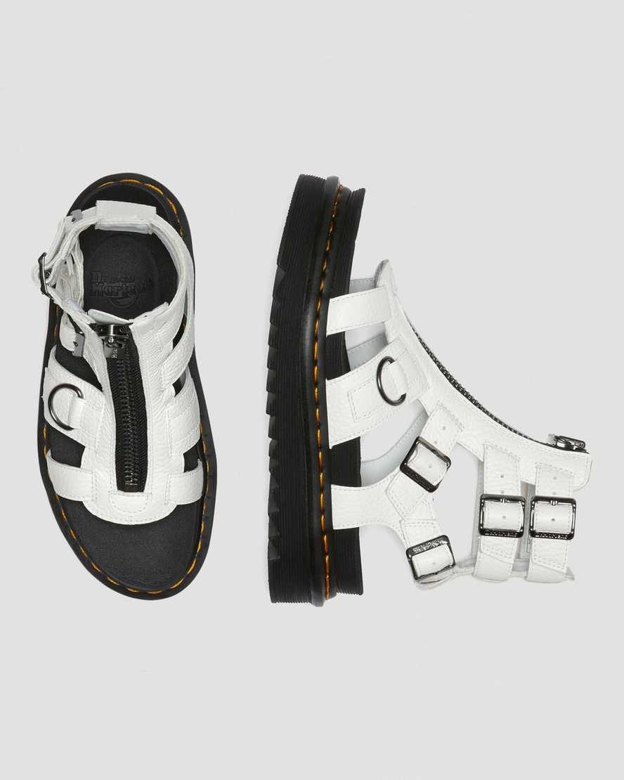 hvide dr martens olson lynlås sandaler med rem til dame