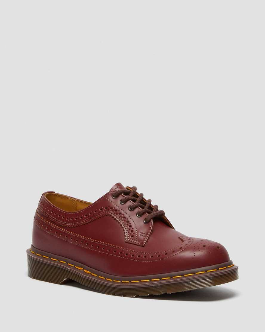 røde dr martens 3989 vintage made in england dame brogue sko