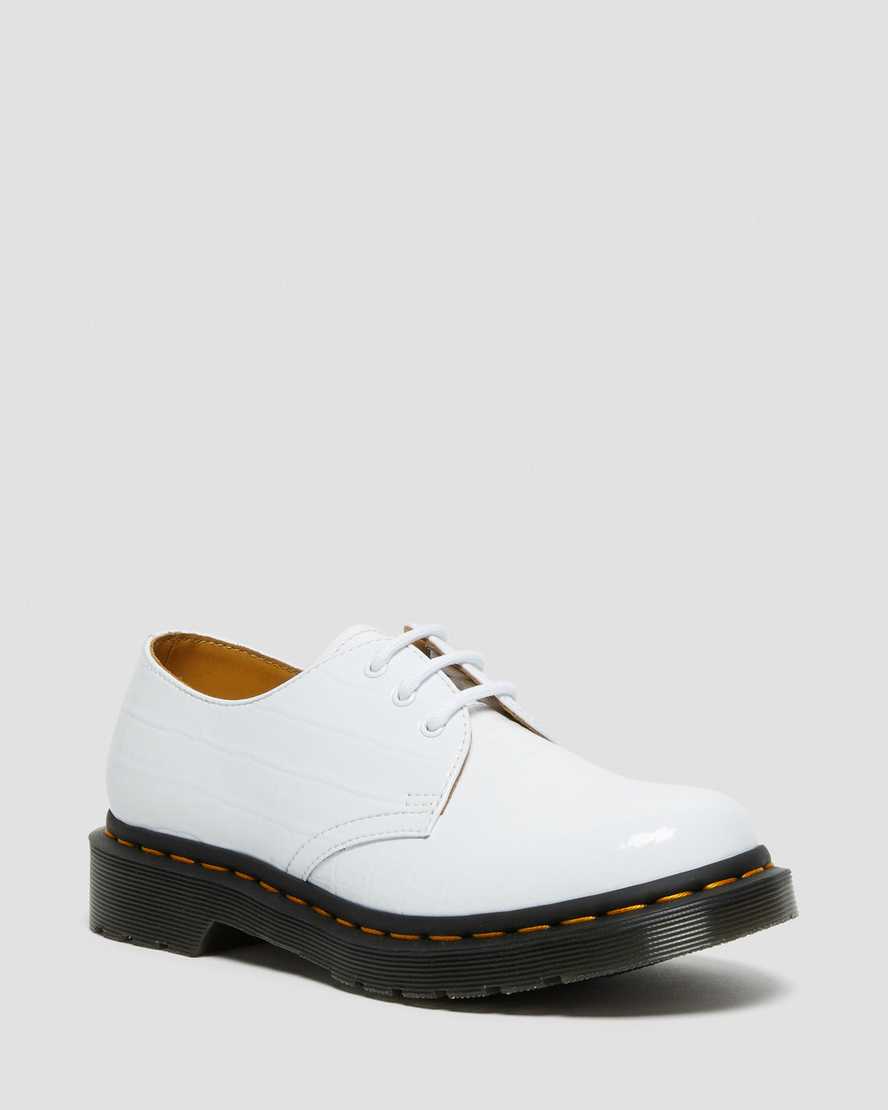 hvide dr martens 1461 patent croc emboss dame casual sko