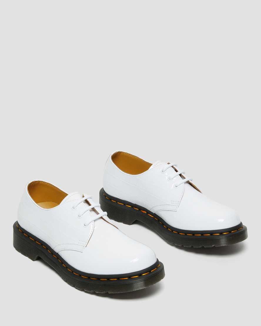 hvide dr martens 1461 patent croc emboss dame casual sko