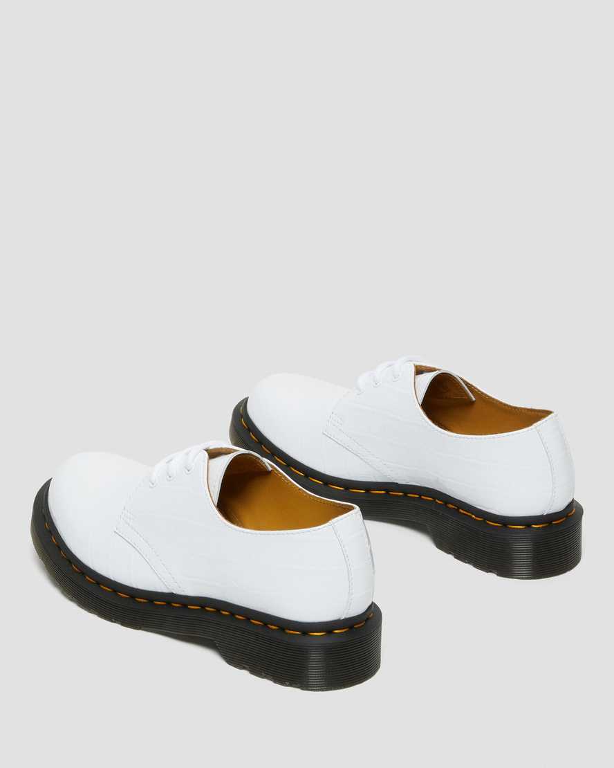 hvide dr martens 1461 patent croc emboss dame casual sko