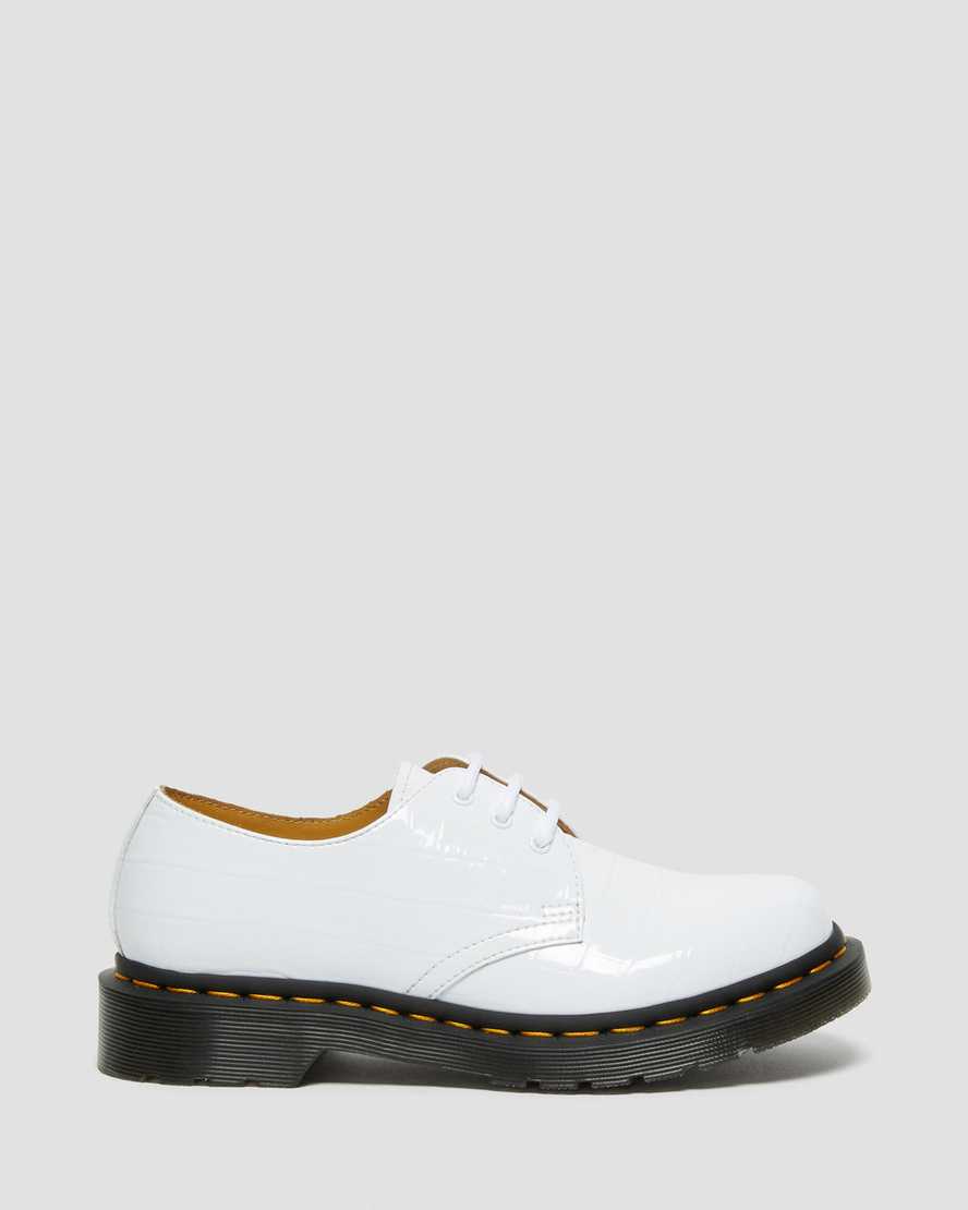 hvide dr martens 1461 patent croc emboss dame casual sko