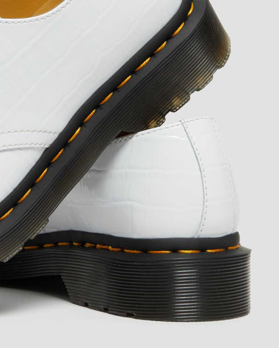 hvide dr martens 1461 patent croc emboss dame casual sko