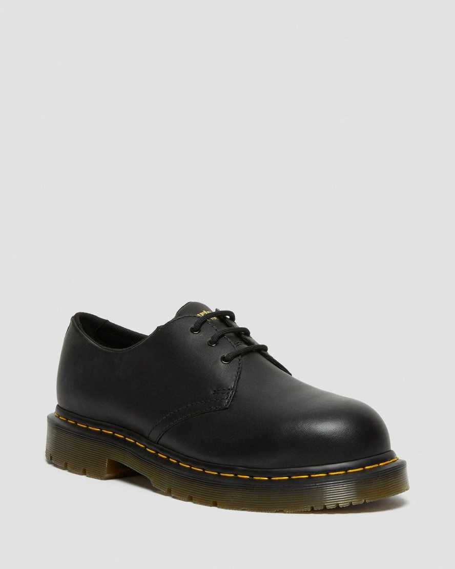 sorte dr martens 1461 skridsikre ståltå dame casual sko