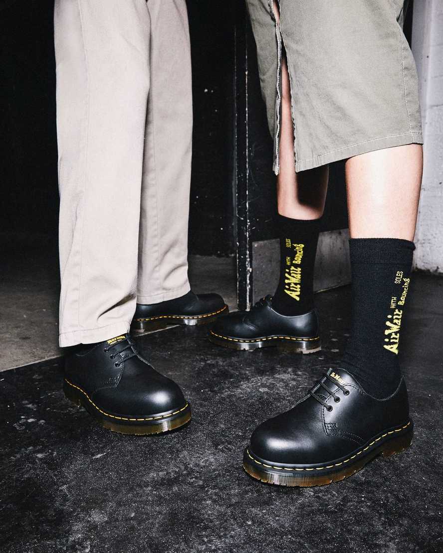 sorte dr martens 1461 skridsikre ståltå dame casual sko