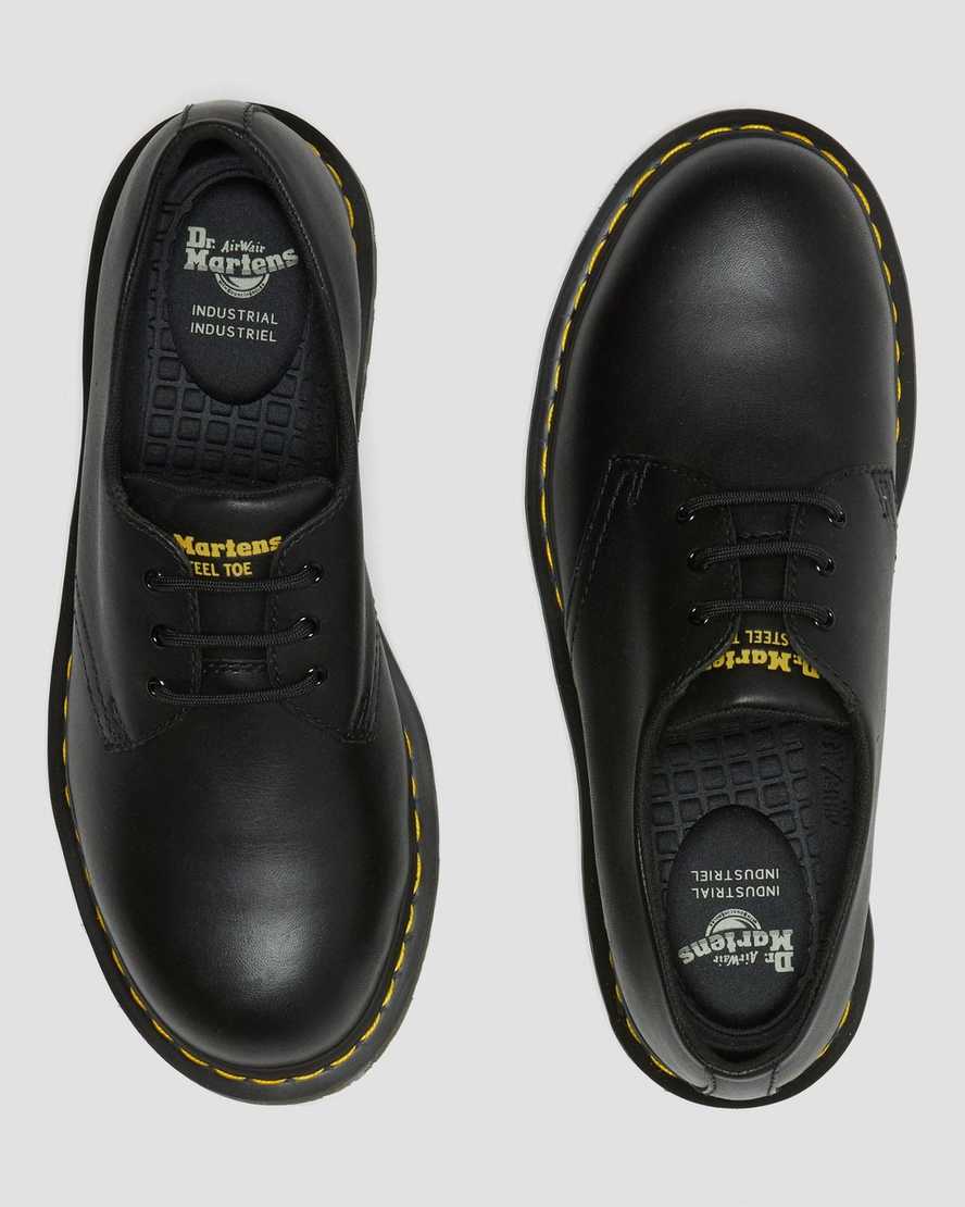 sorte dr martens 1461 skridsikre ståltå dame casual sko