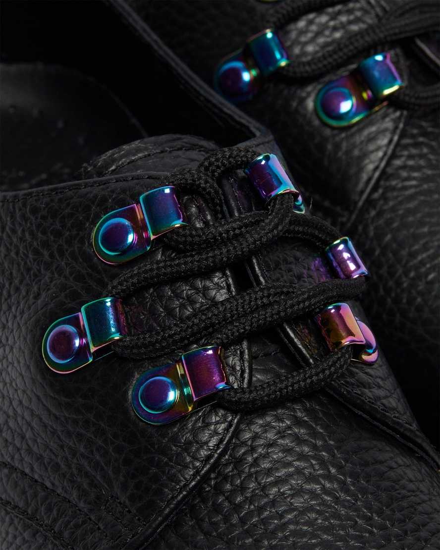 sorte dr martens 1461 iridescent hardware damesko med snørebånd