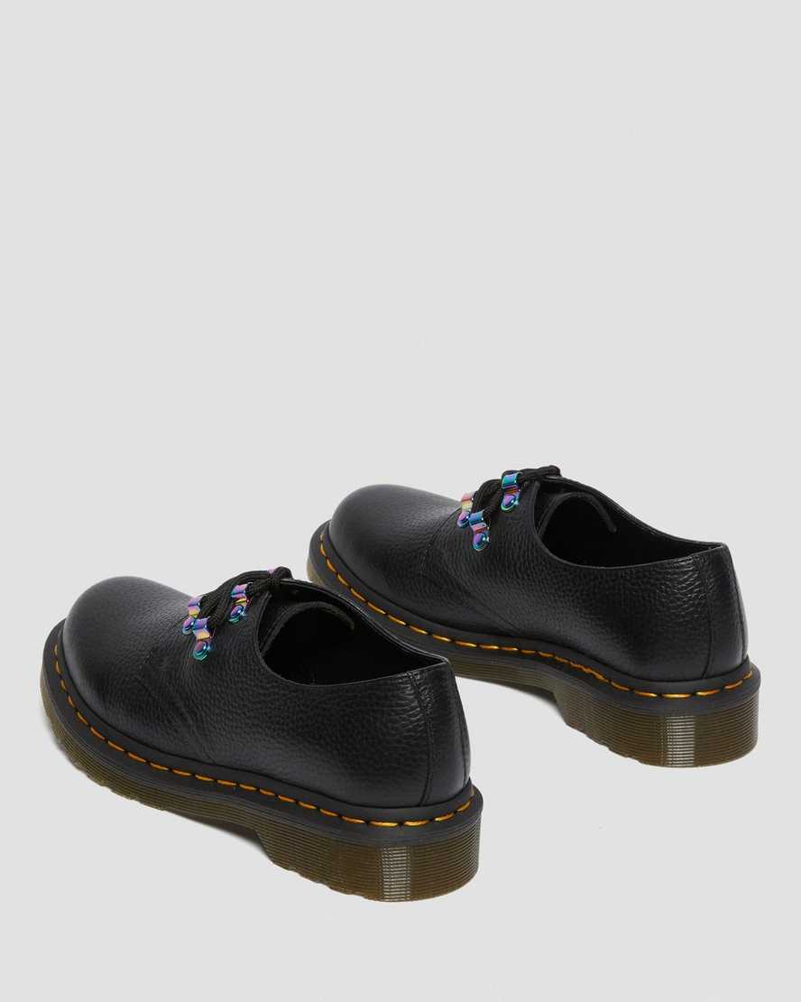 sorte dr martens 1461 iridescent hardware damesko med snørebånd