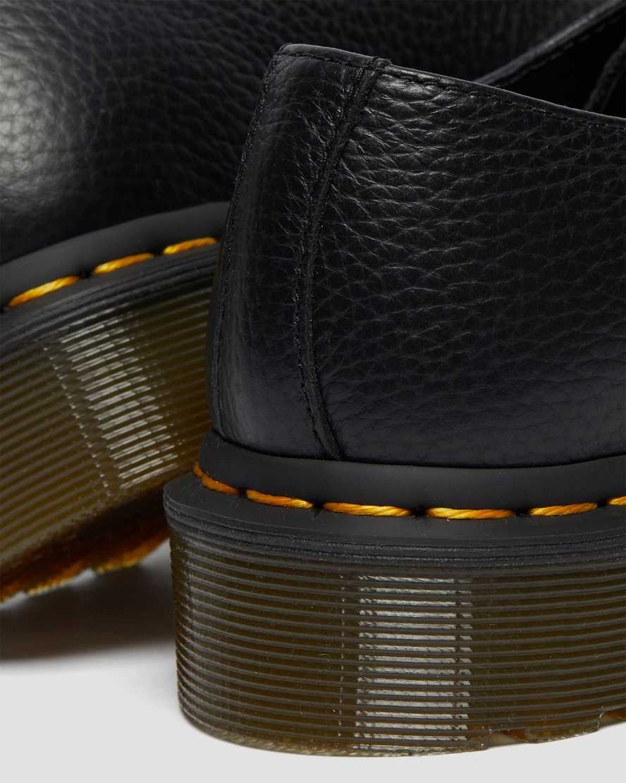 sorte dr martens 1461 iridescent hardware damesko med snørebånd