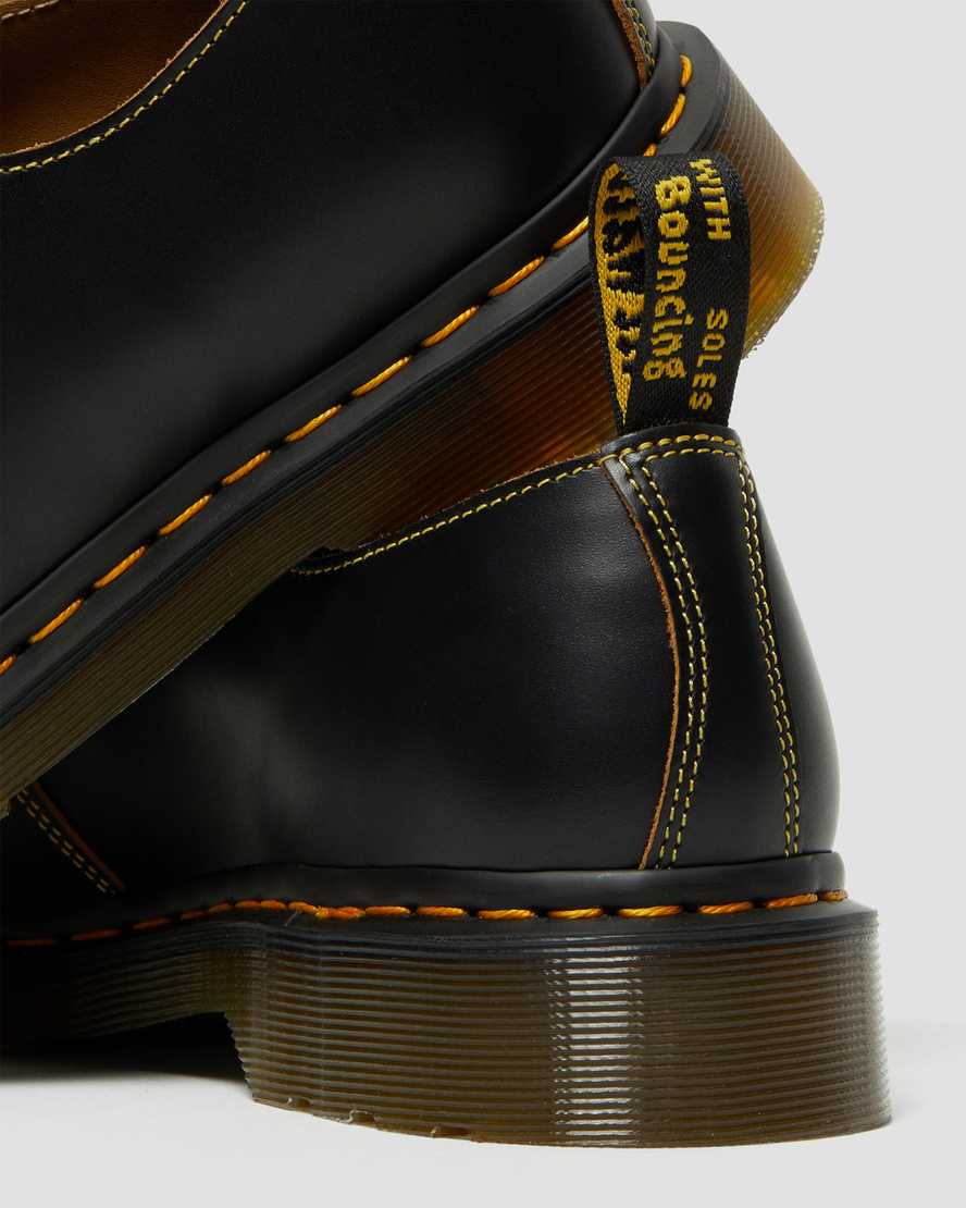 sorte dr martens glyndon vintage smooth damesko med snørebånd