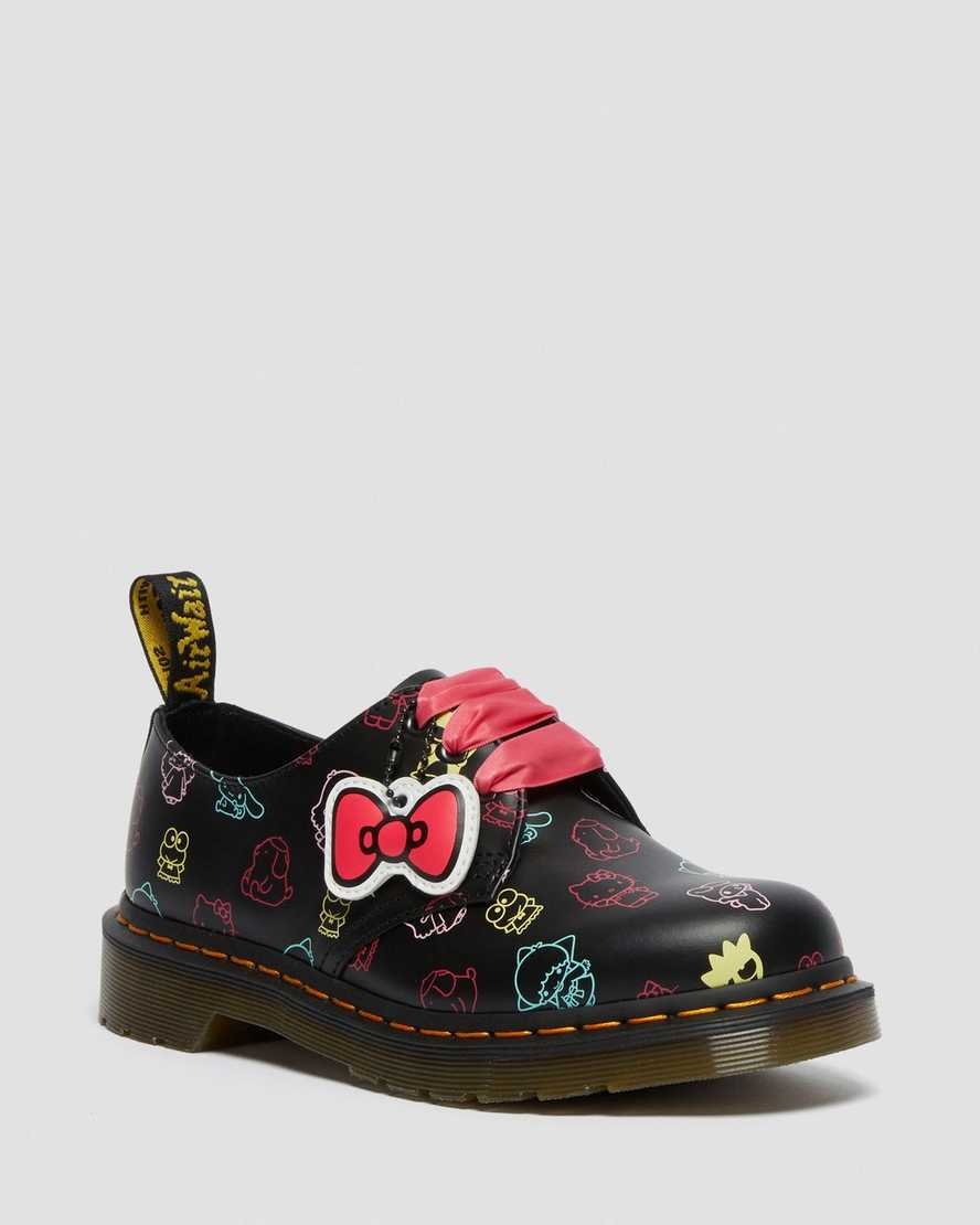 sorte dr martens hello kitty friends 1461 smooth oxford sko til dame