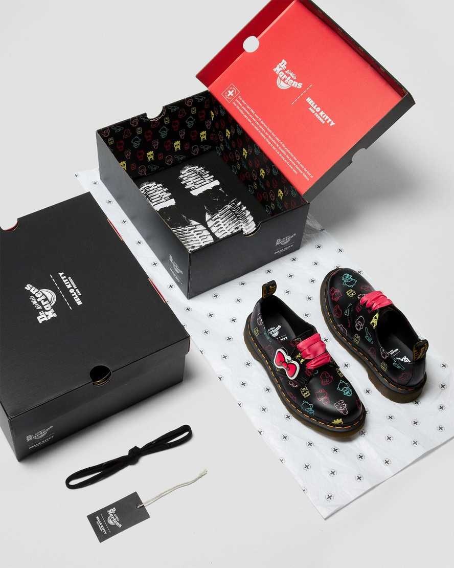 sorte dr martens hello kitty friends 1461 smooth oxford sko til dame