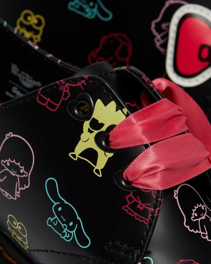 sorte dr martens hello kitty friends 1461 smooth oxford sko til dame