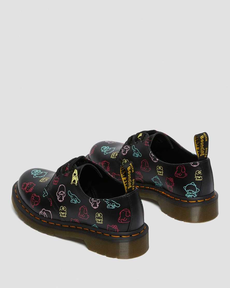 sorte dr martens hello kitty friends 1461 smooth oxford sko til dame