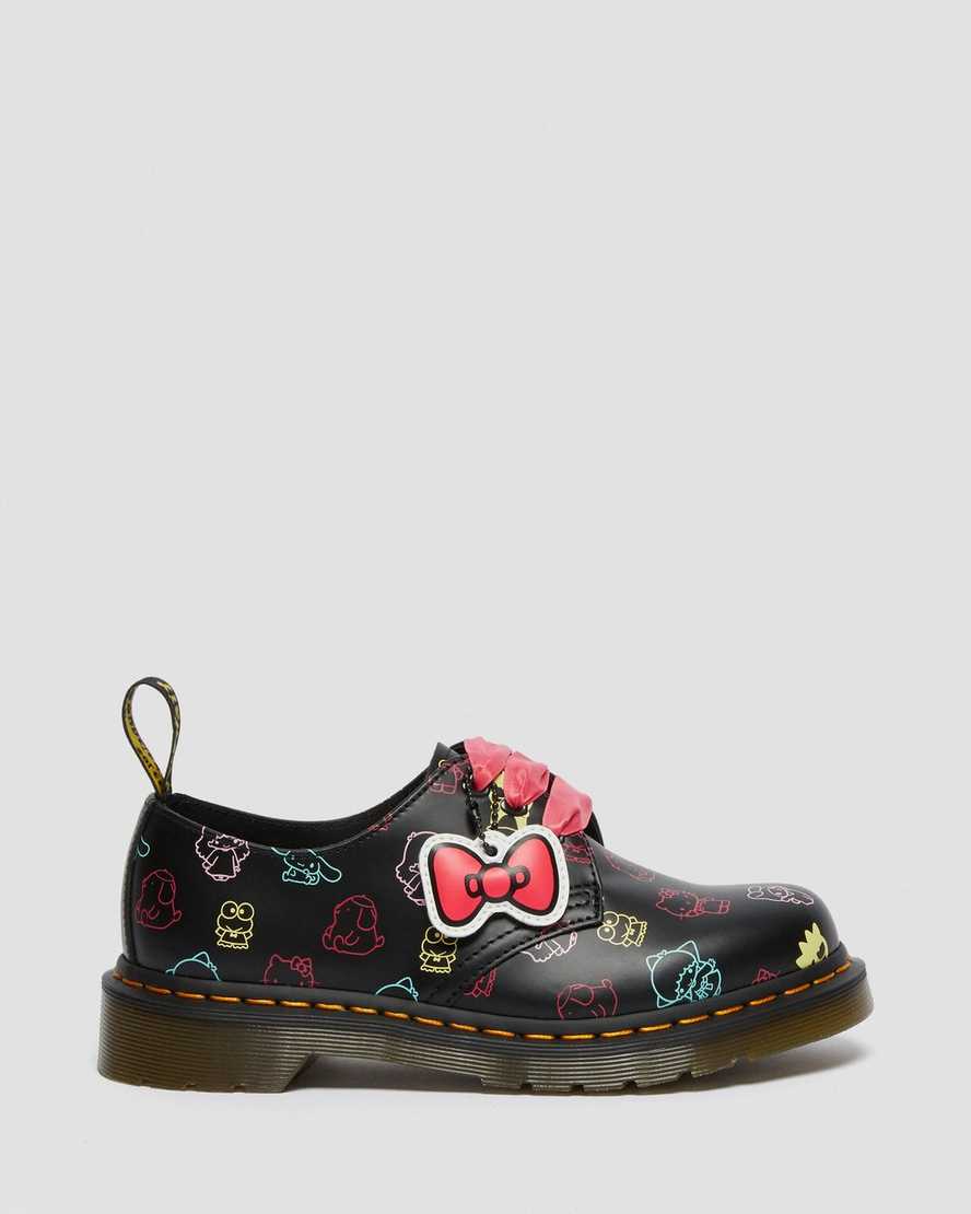 sorte dr martens hello kitty friends 1461 smooth oxford sko til dame