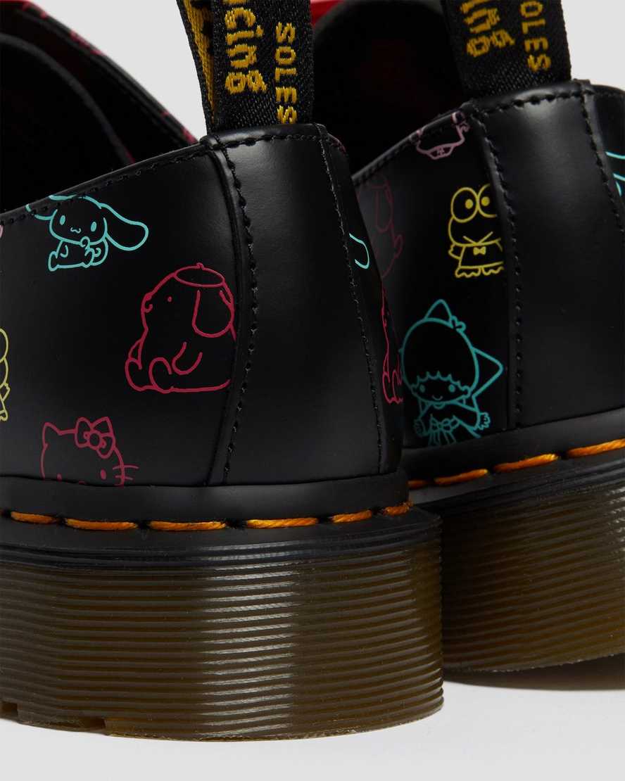 sorte dr martens hello kitty friends 1461 smooth oxford sko til dame