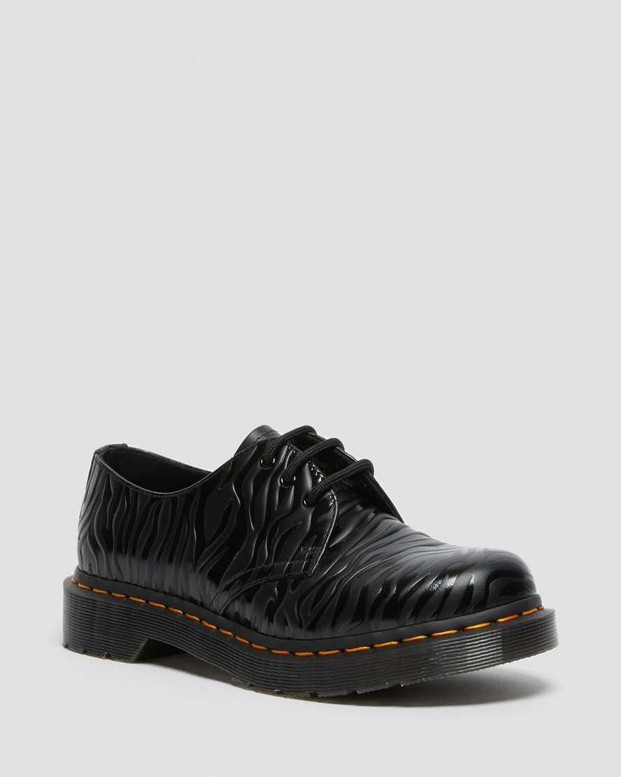 dr. martens 1461 zebra emboss smooth oxfordsko til kvinder sort