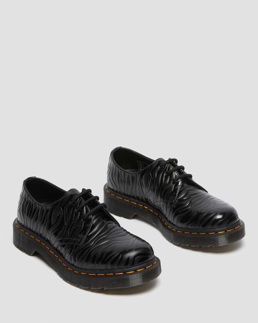 dr. martens 1461 zebra emboss smooth oxfordsko til kvinder sort