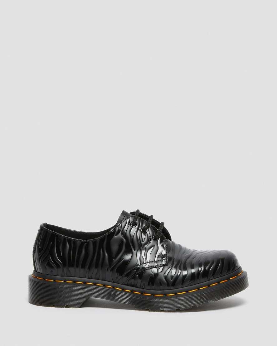 dr. martens 1461 zebra emboss smooth oxfordsko til kvinder sort