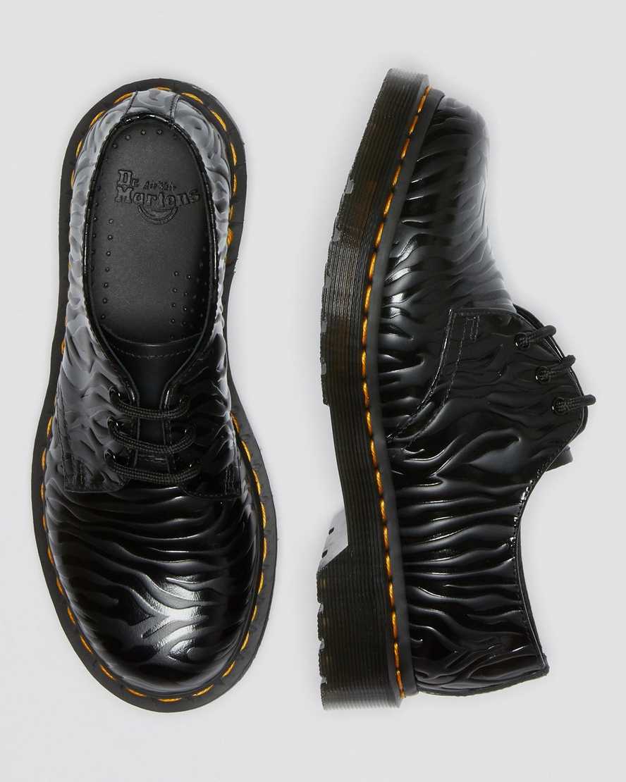 dr. martens 1461 zebra emboss smooth oxfordsko til kvinder sort