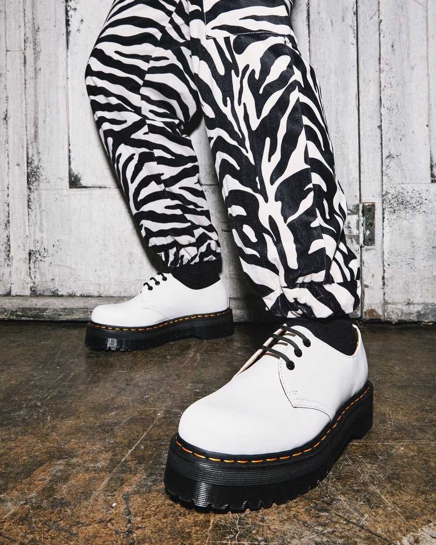 hvide dr martens 1461 smooth dame plateausko