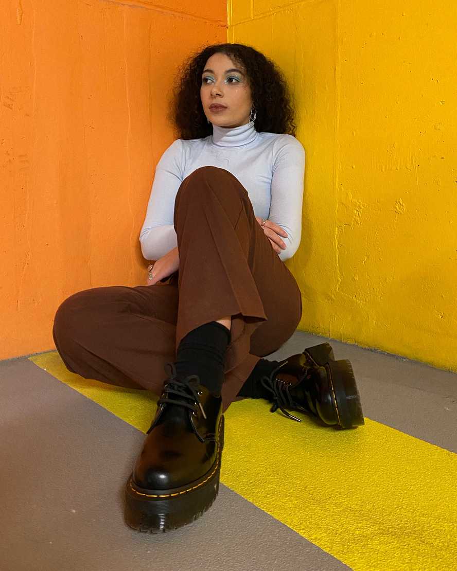 sorte dr martens 1461 smooth dame plateausko