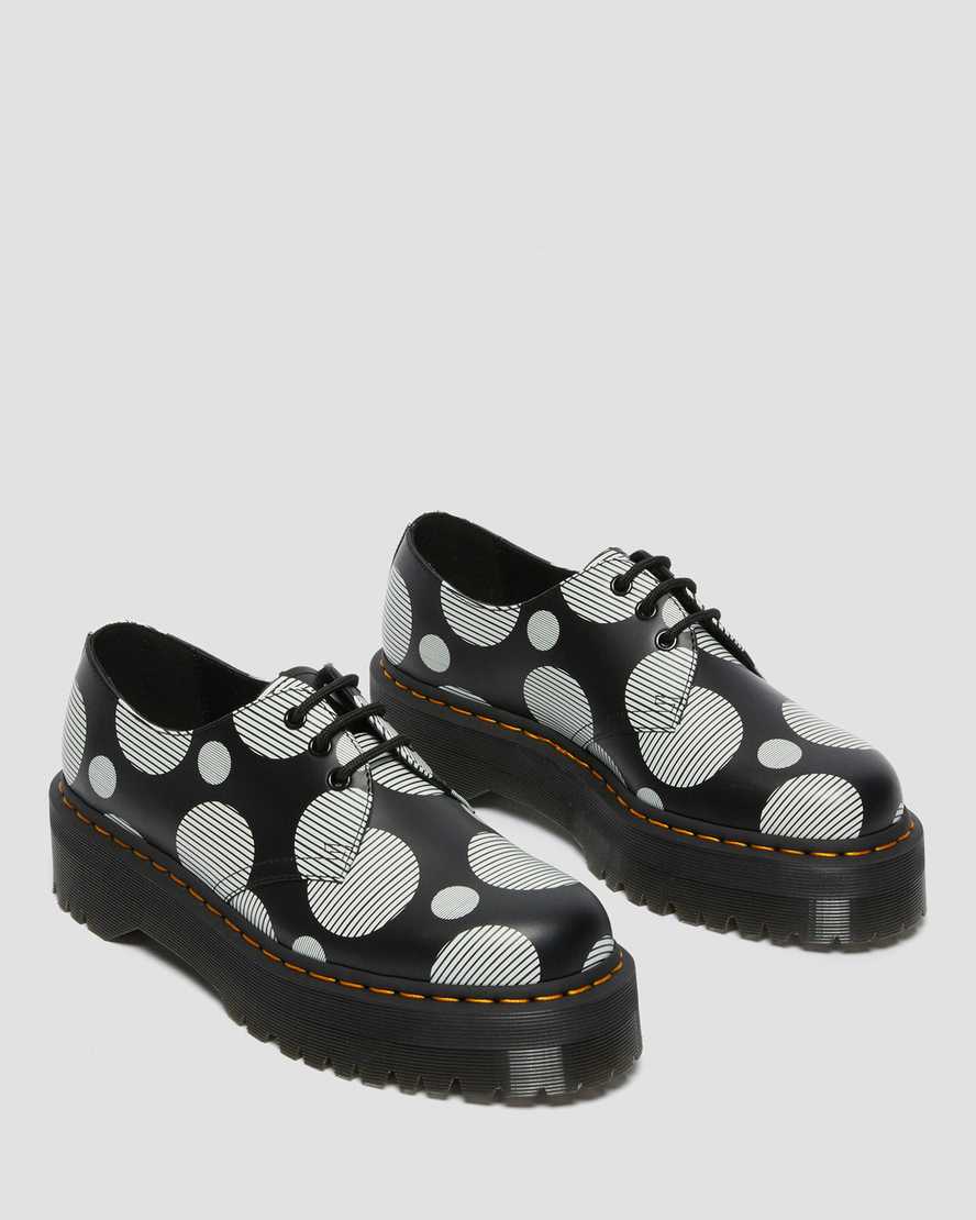 sorte dr martens 1461 polka dot smooth dame plateausko