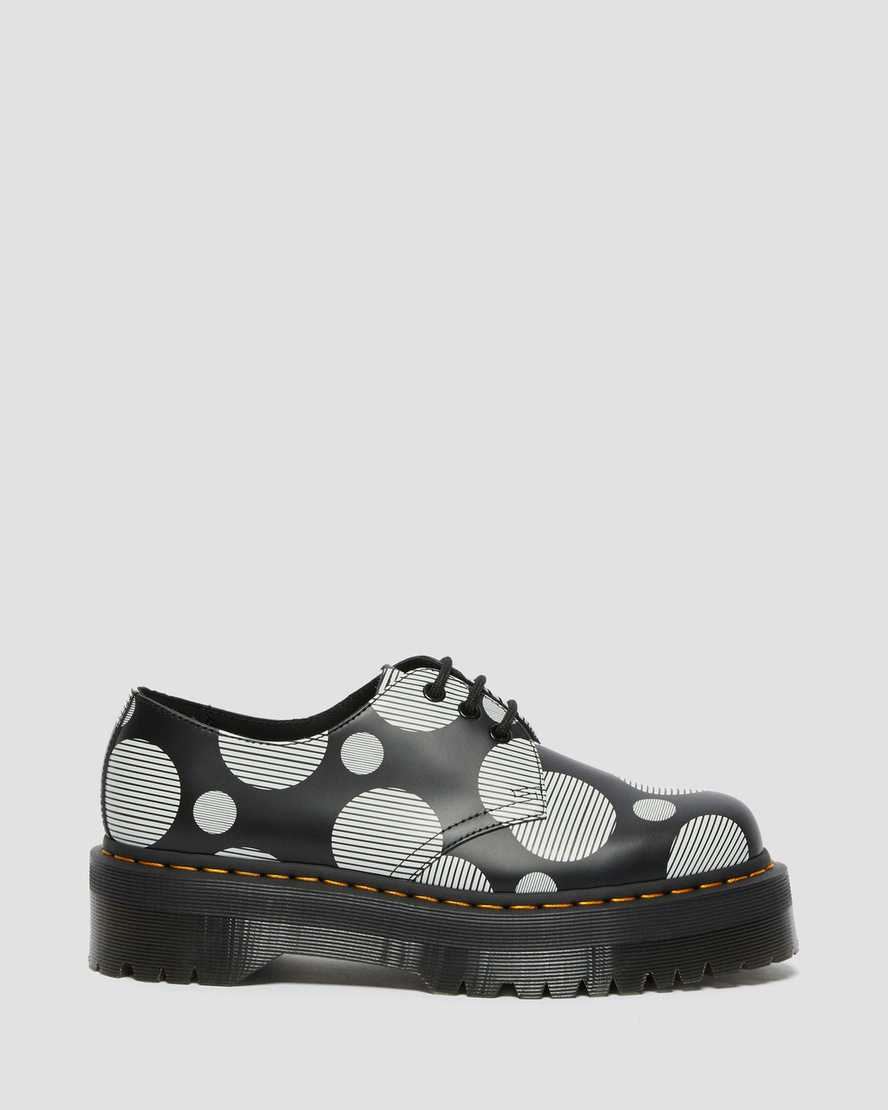 sorte dr martens 1461 polka dot smooth dame plateausko